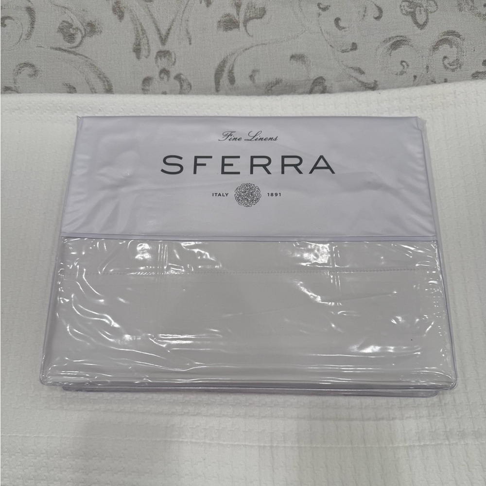 SFERRA LEONARDO PERCALE 4-PIECE QUEEN SHEET SET WHITE MADE IN ITALY